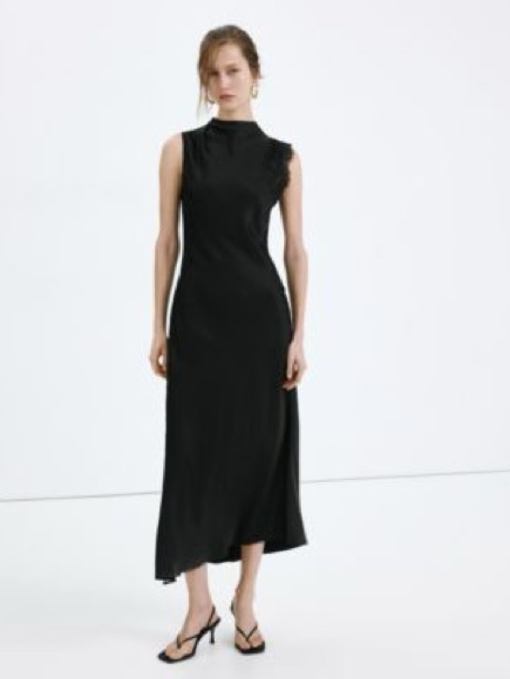 Mango Sleeveless Black Mock-Neck Maxi Dress - worn once!